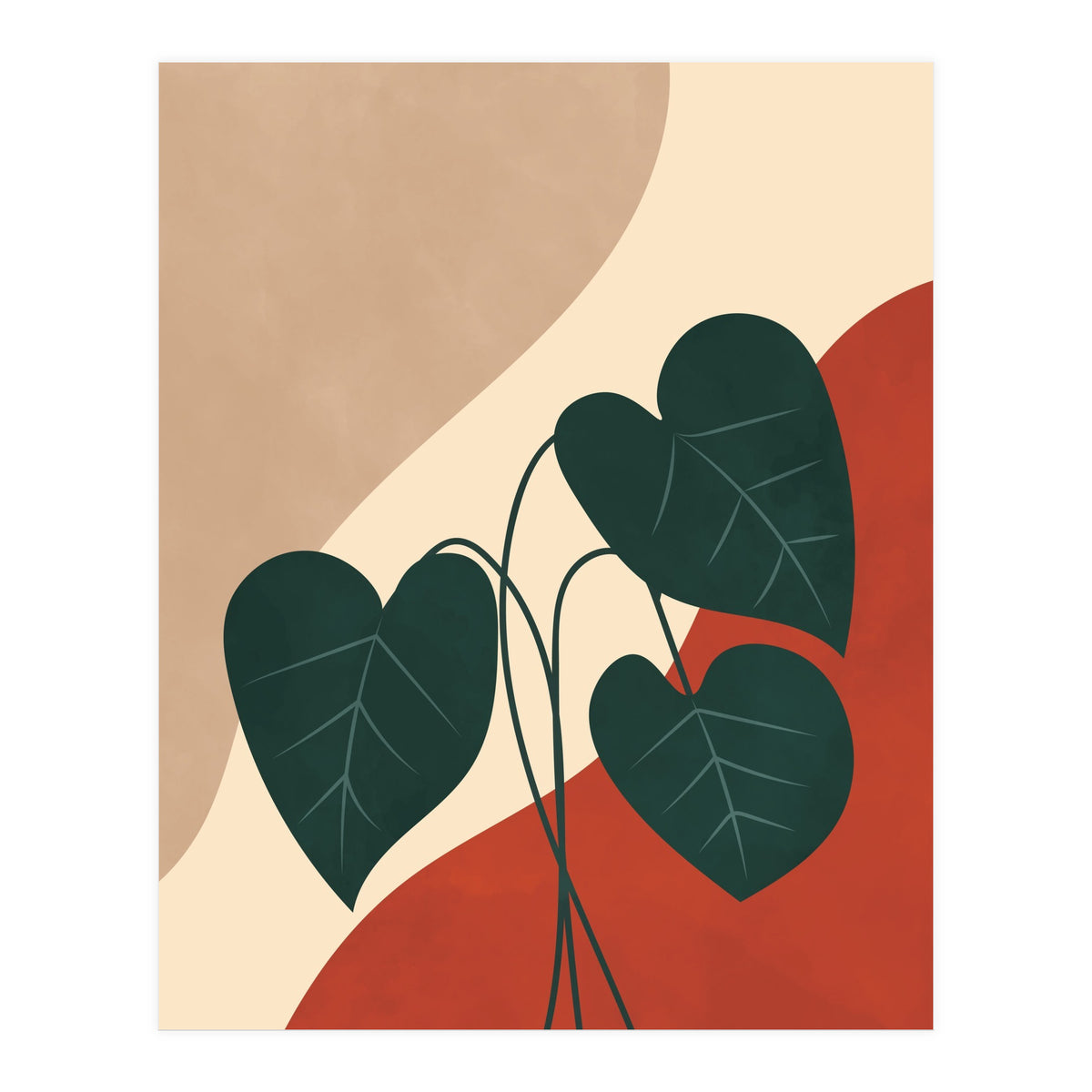 Mid century Botanical Anthurium Plant (Print Only)