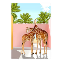 Giraffe Villa | Contemporary Modern Architecture Digital Graphic Art | Wildlife Animals Palm Exotic (Print Only)