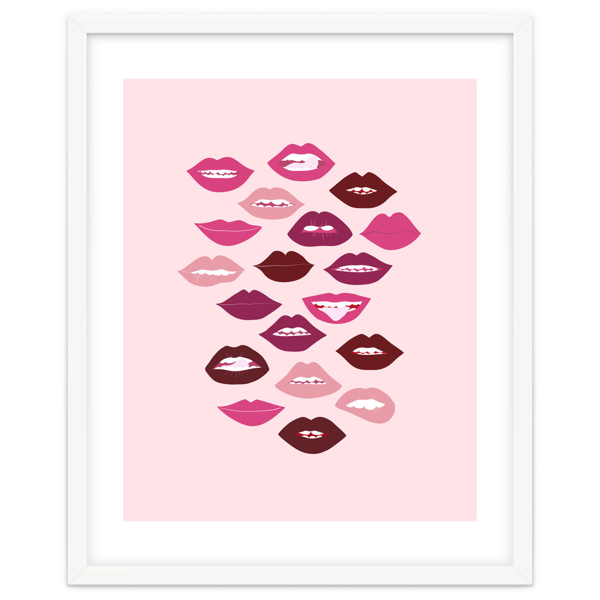 Lips Dark on Pink Background