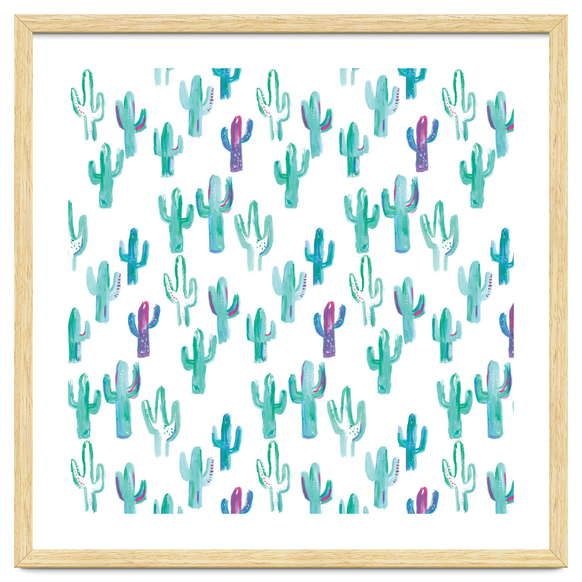 All Over Painted Cacti Mint And Pink