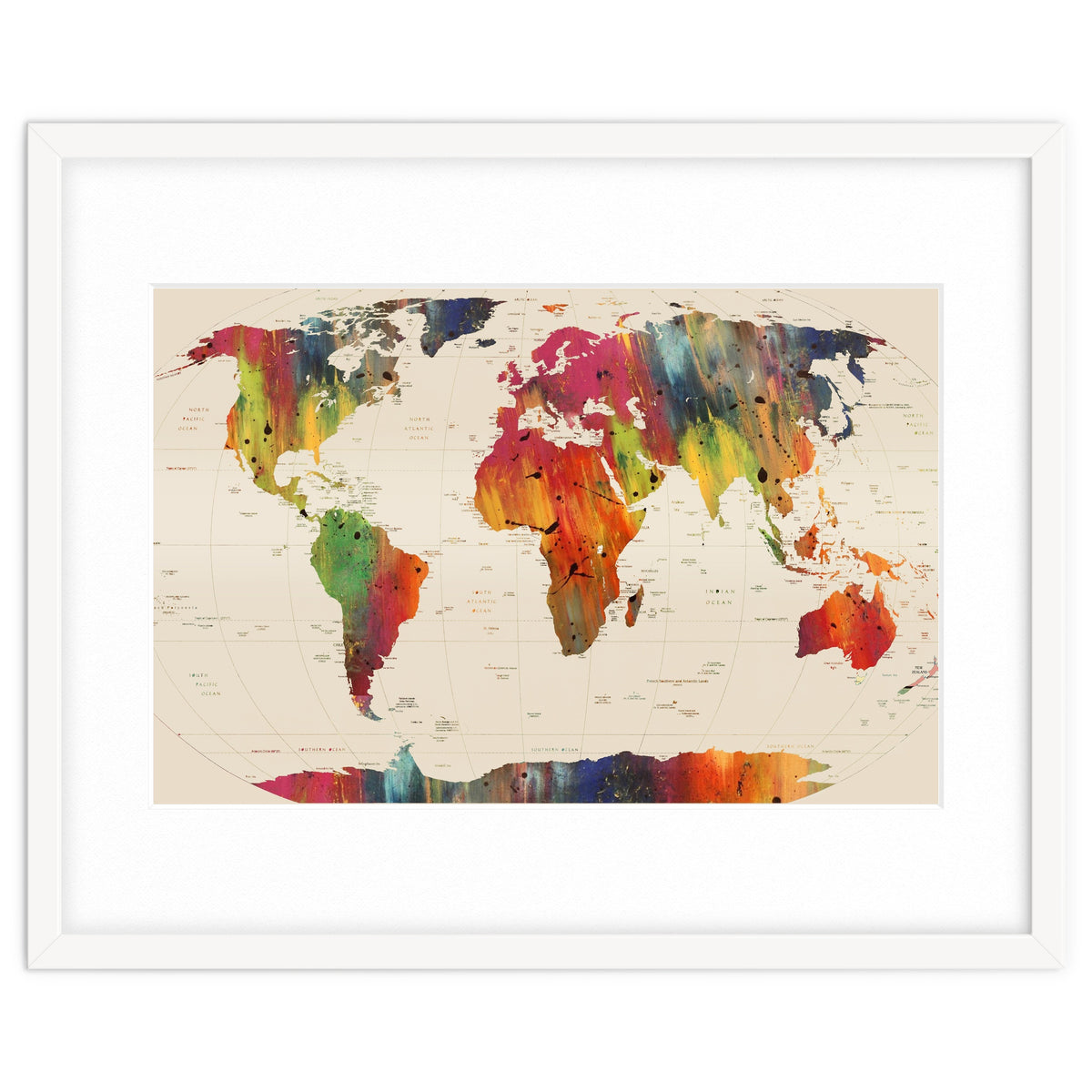 ALLOVER THE WORLD-Painted map