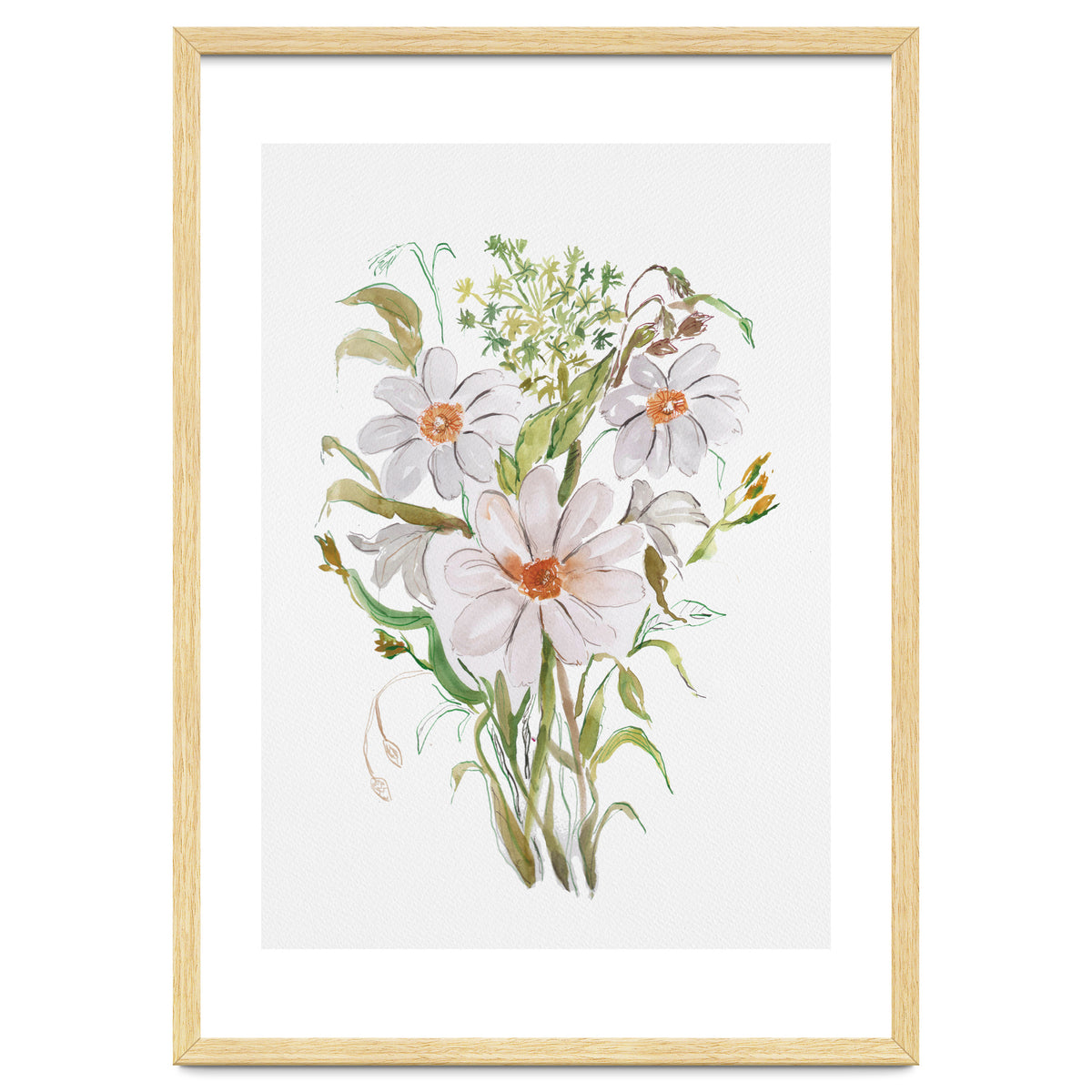 Watercolor White Florals