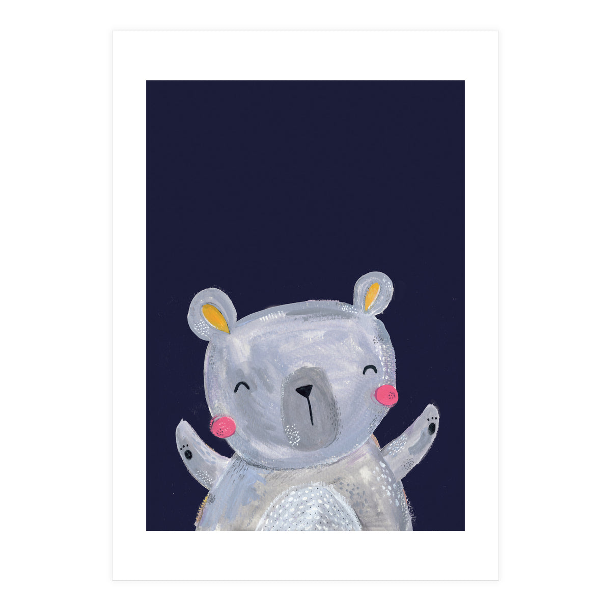 Woodland Bear On Navy (Print Only)