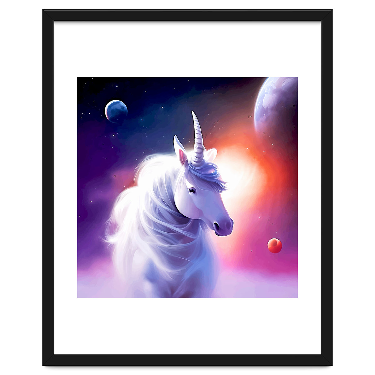 Space Unicorn, Fantasy Surrealism Sci-fi, Animals Horse Planets Digital, Moon Stars