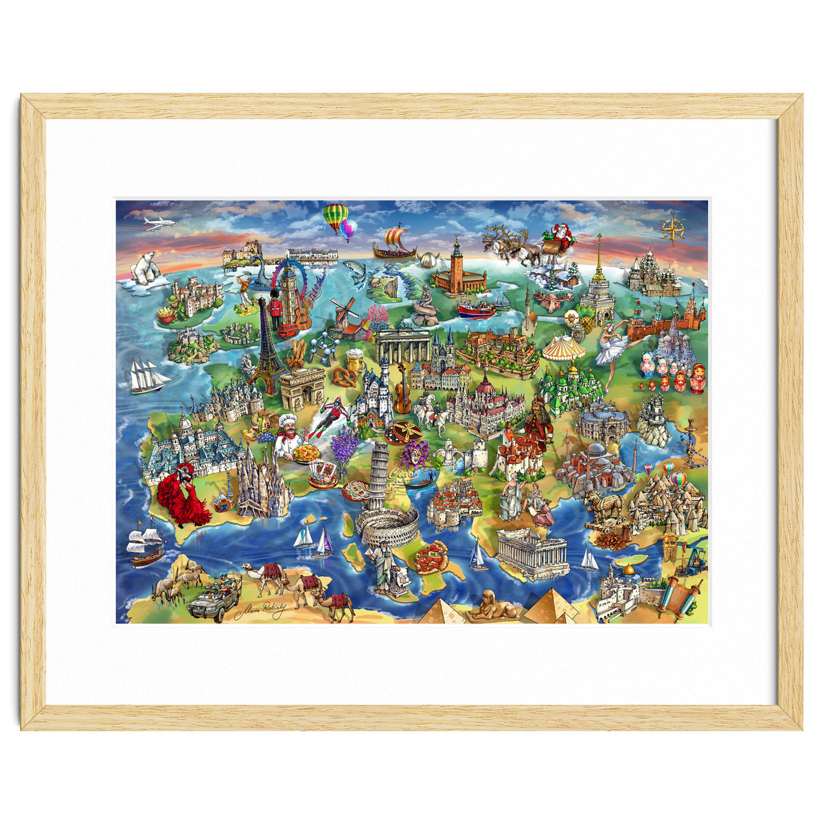 European World Wonders Illustrated Map