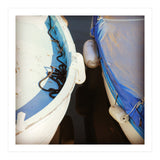 Blue and white wooden fishing boats (Print Only) thumbnail