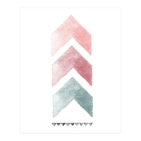 Pink And Blue Watercolor Chevron (Print Only)