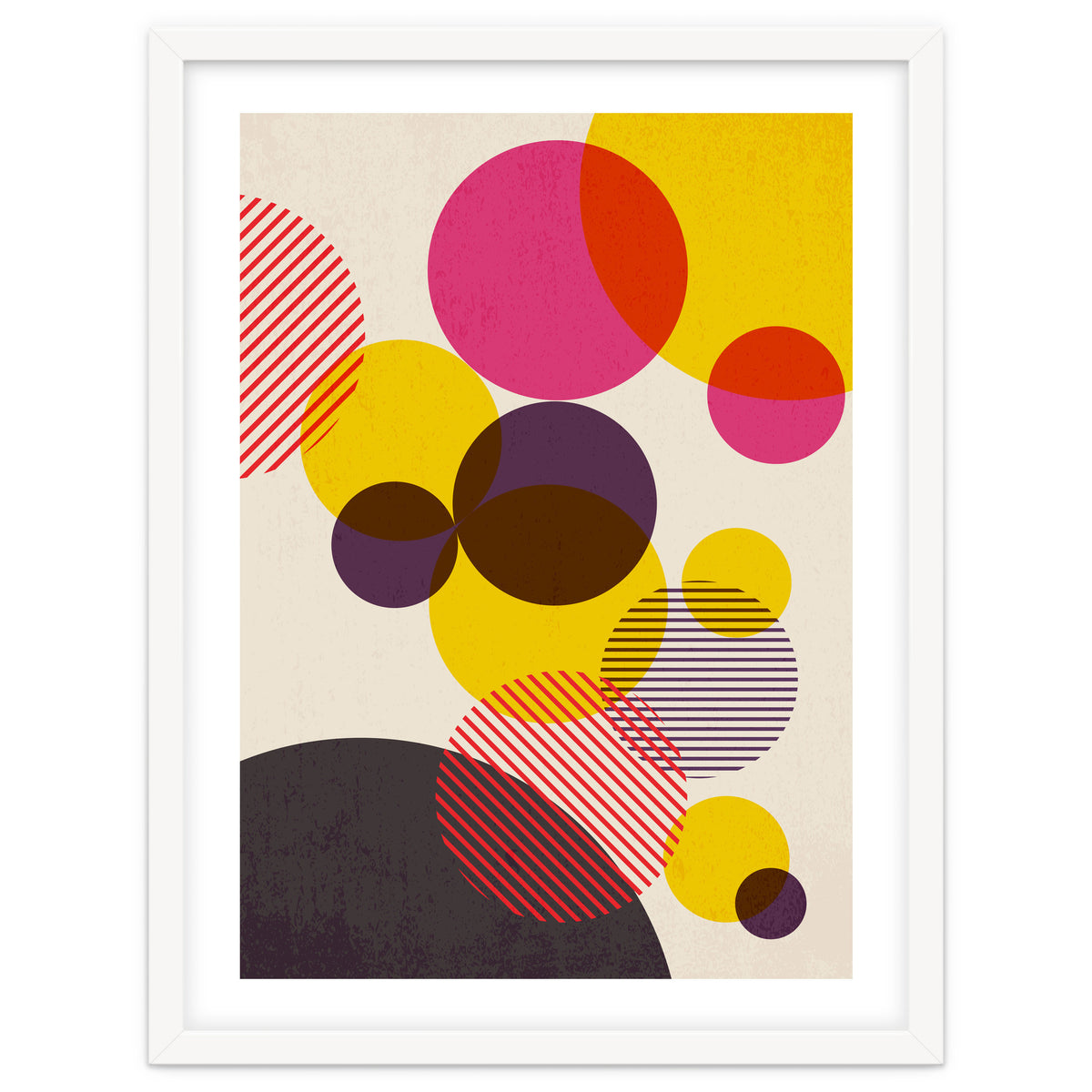 Dots in Yellow, Raspberry and Dark Purple