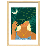 To The Moon & Never Back | Jungle Dreamer Bohemian Tropical Soul | Forest Nature Woman Illustration thumbnail
