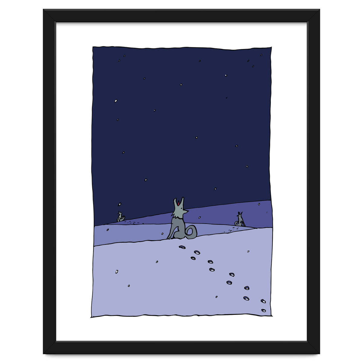 Dogs in Winter Night