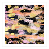Modern Abstract Black Pink Salmon Gold Acrylic Brushstrokes Paint (Print Only) thumbnail