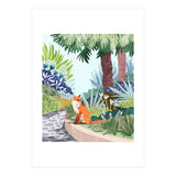 Fox in The Garden | Animals Wildlife Botanical Nature Painting | Boho Colorful Jungle Illustration (Print Only) thumbnail