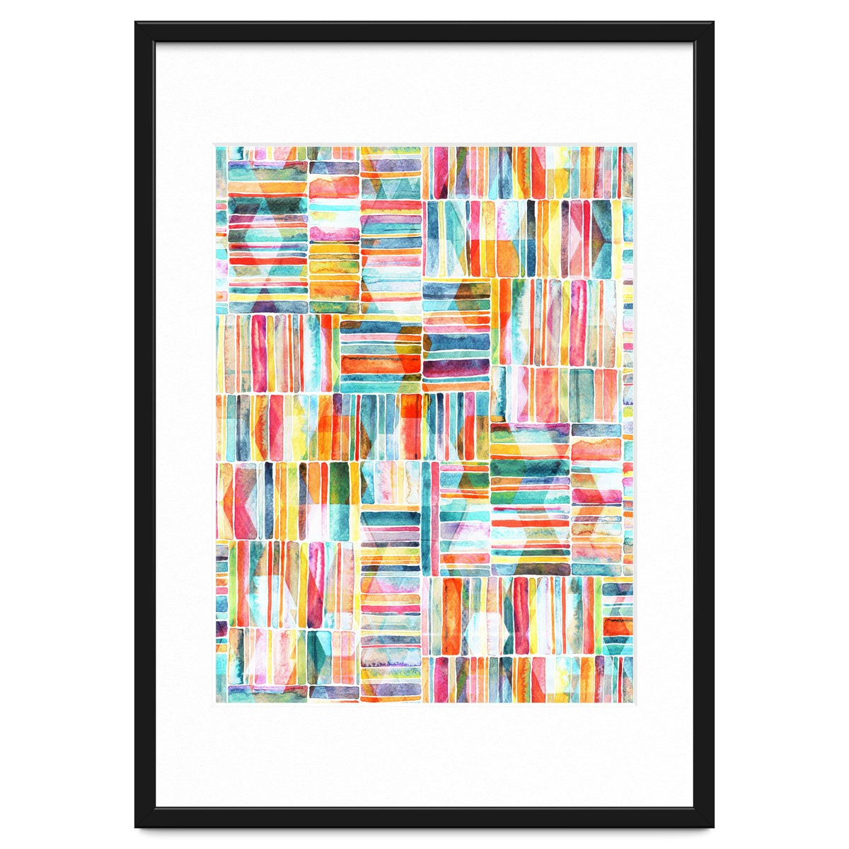 Summer Pastel Geometric and Striped Abstract on white