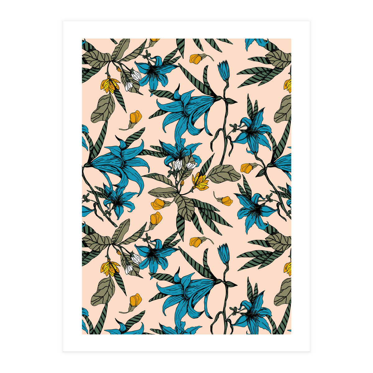 Blooming blossoms bluish I (Print Only)