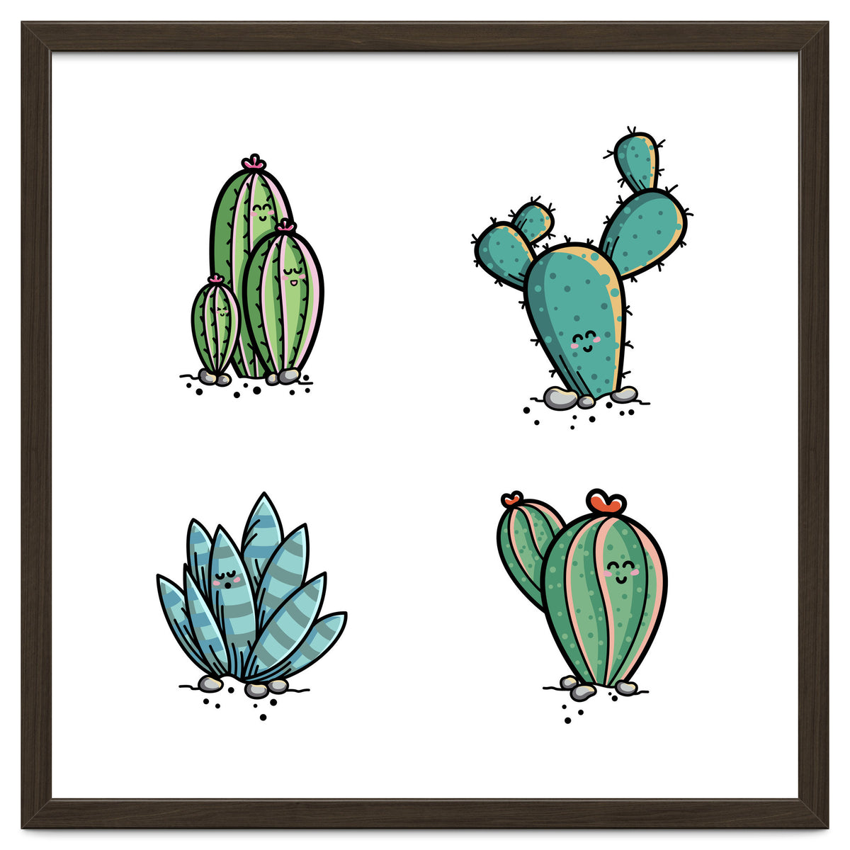 Kawaii Cute Cacti Desert Plants