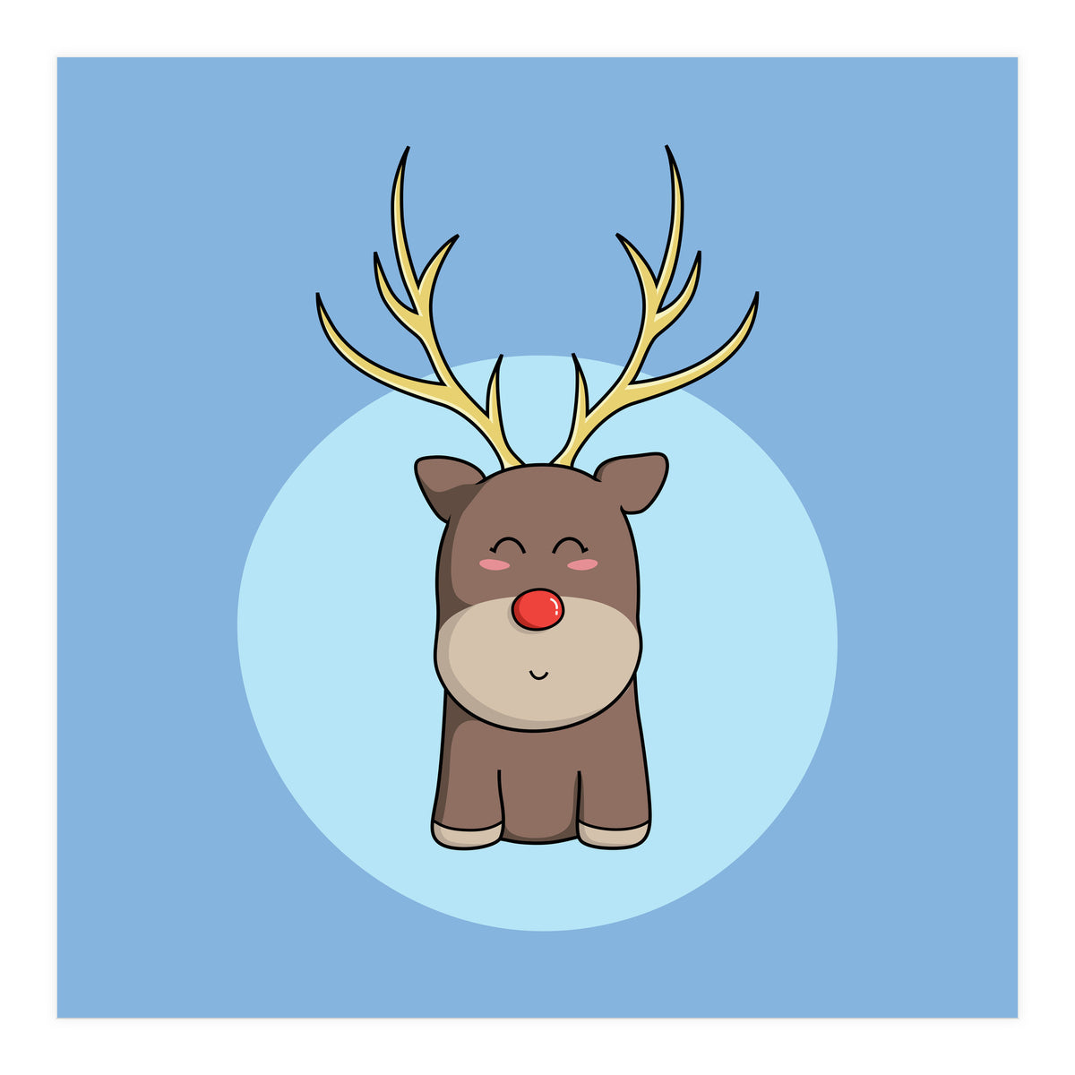 Kawaii Cute Christmas Reindeer (Print Only)