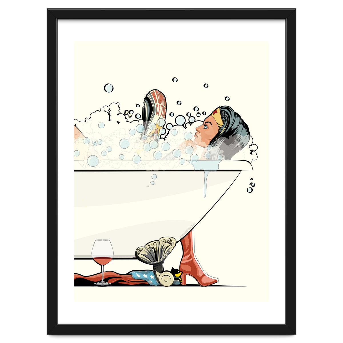 Wonder Woman in the Bath, funny Bathroom Humour