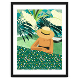 Chill, Modern Bohemian Black Woman Travel Illustration | Terrazzo Tropical Swimming Pool Fashion thumbnail