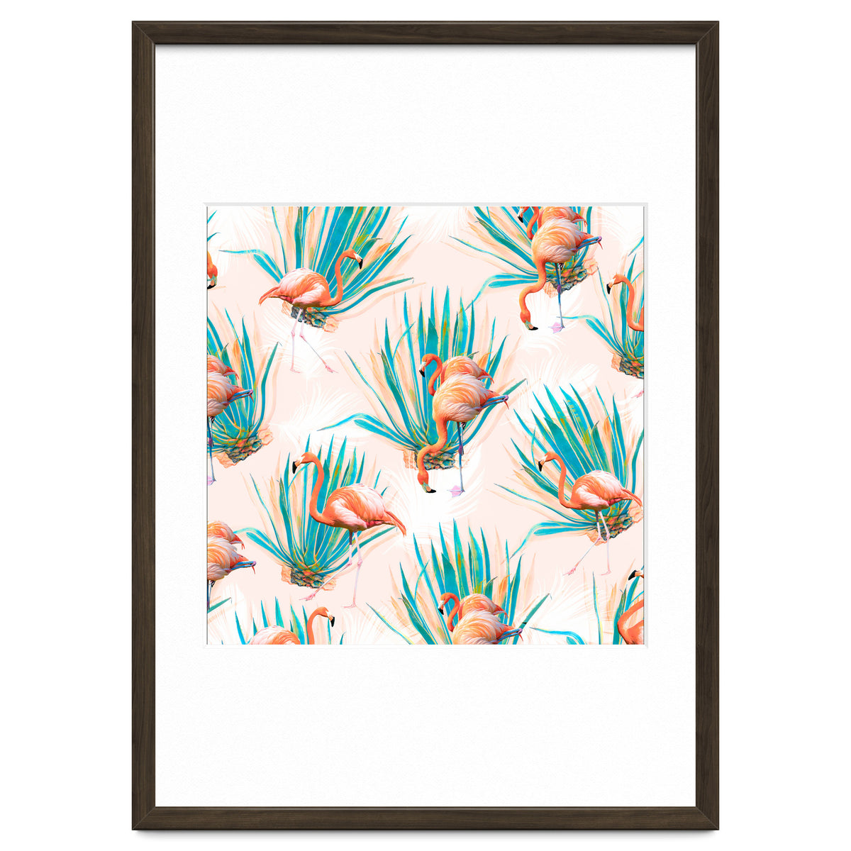 Anaglyph Flamingos with cactus