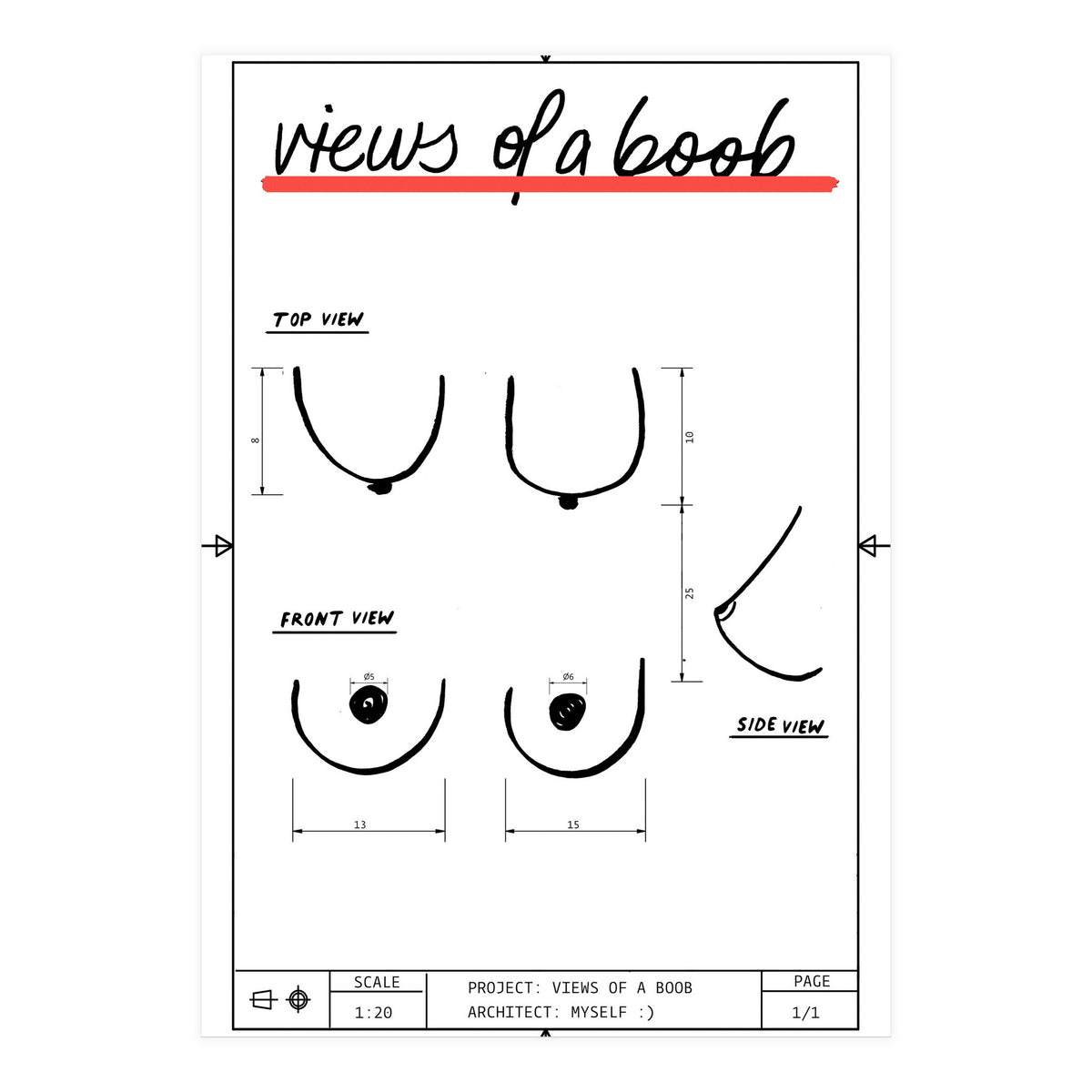 Views of a boob (Print Only) Art Print by jotadejai