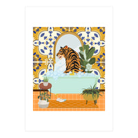Tiger Bathing in Moroccan Style Bathroom (Print Only)