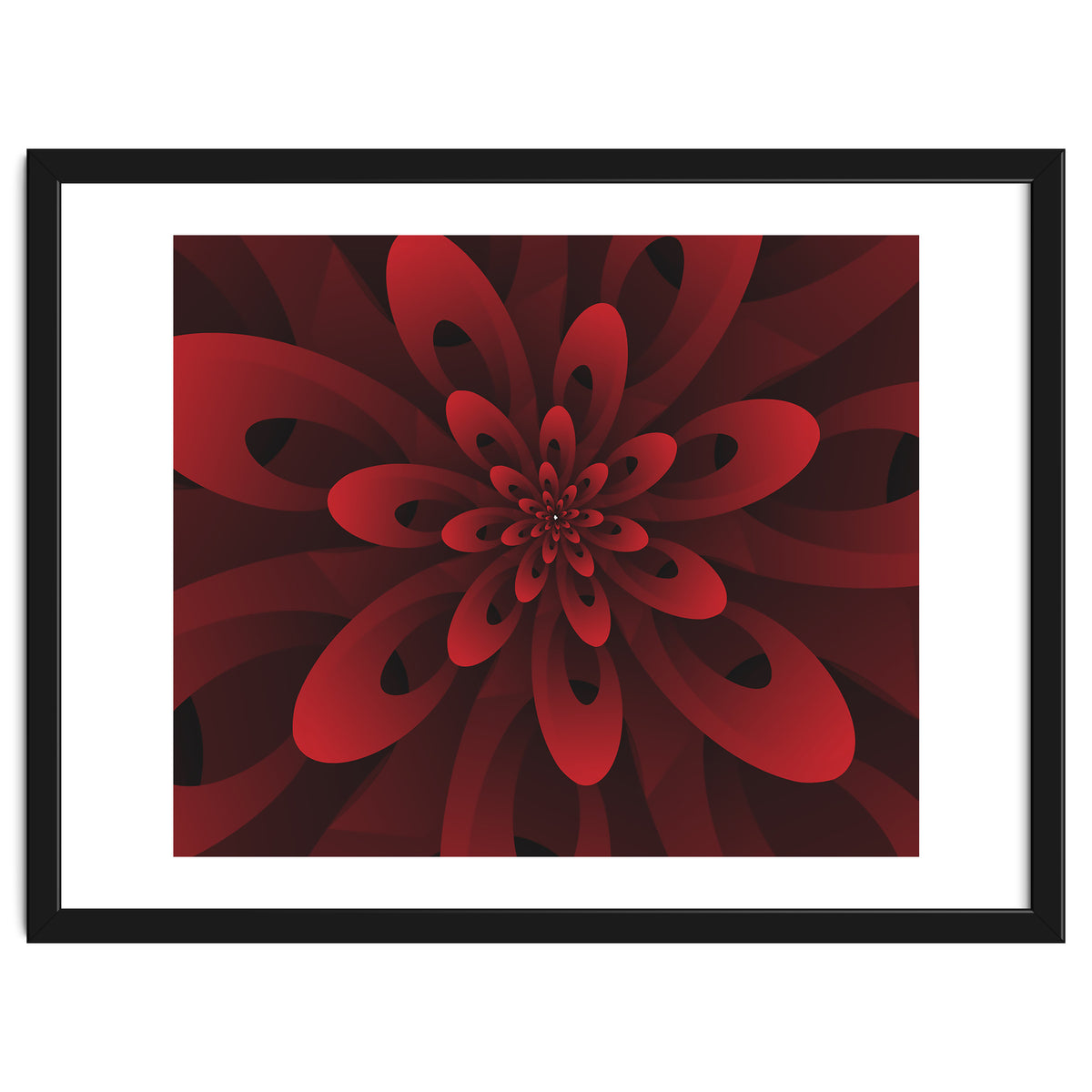 Abstract Digital Modern Red Floral 3D ART
