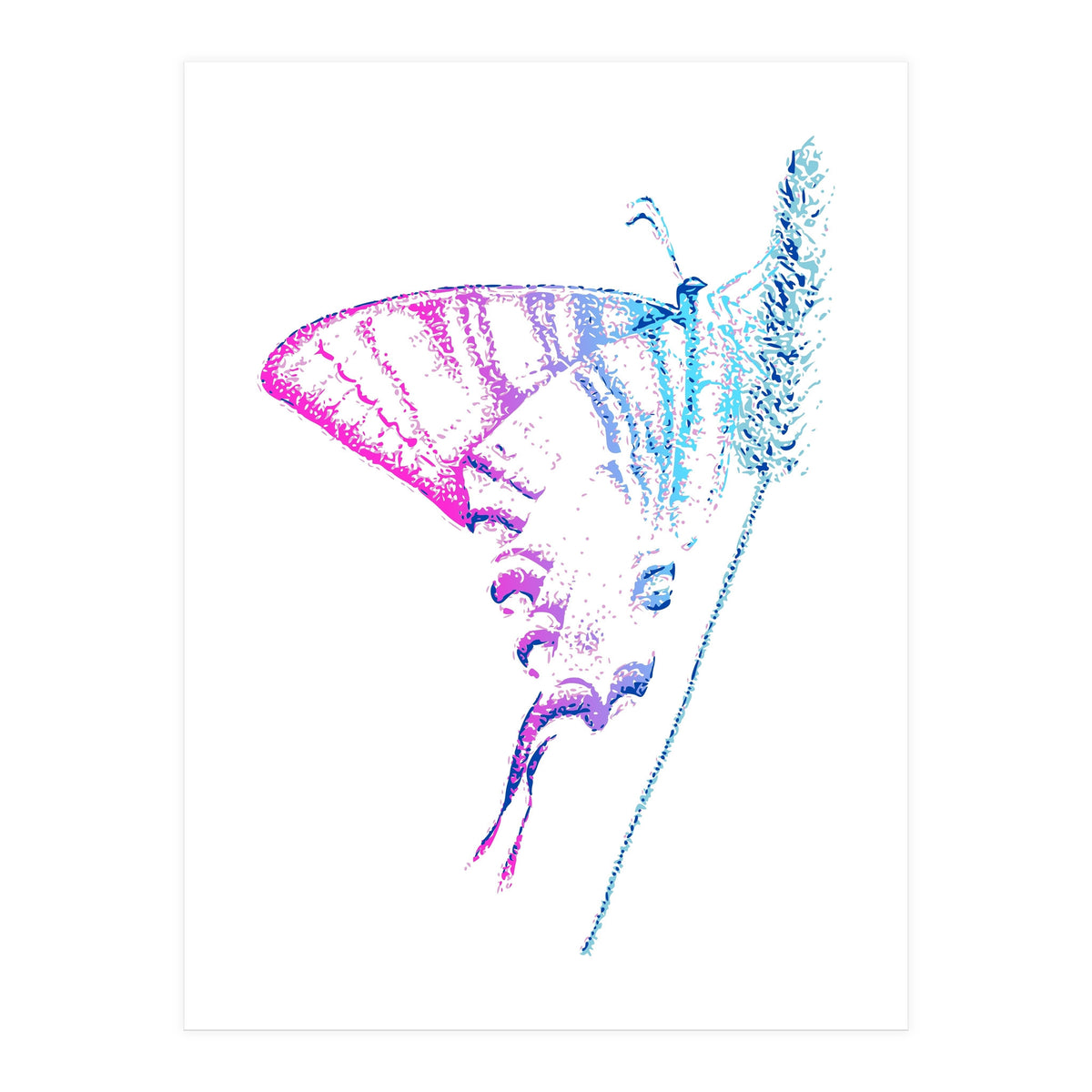 Swallowtail On Grass in Pinquoise (Print Only)