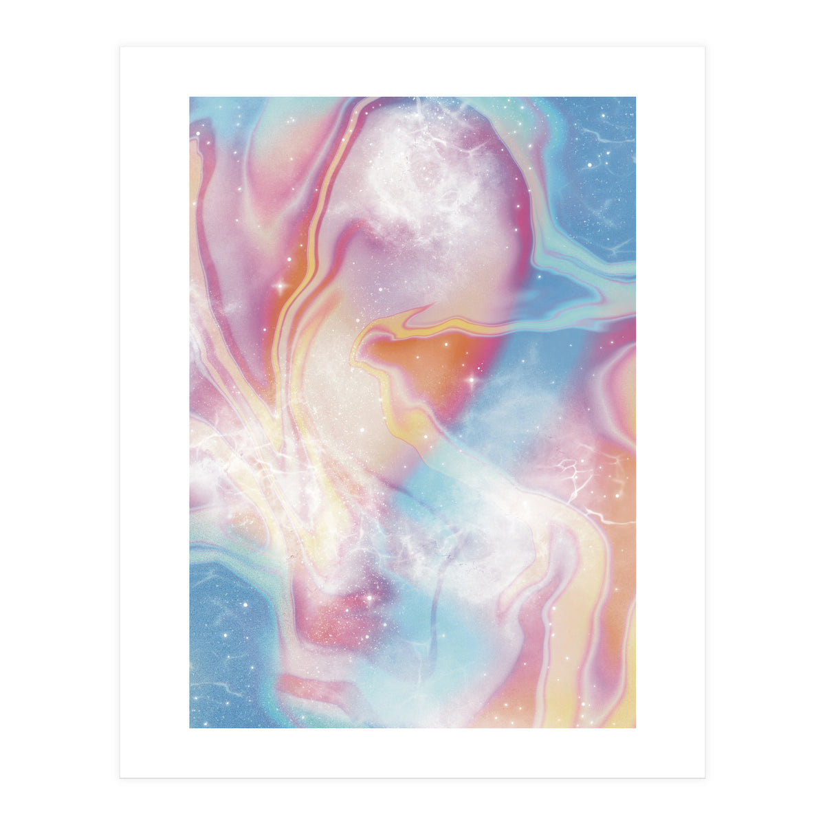 Pastel Pink Blue Space Marbling (Print Only)