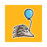 Kawaii Cute Hedgehog With Balloon (Print Only) thumbnail