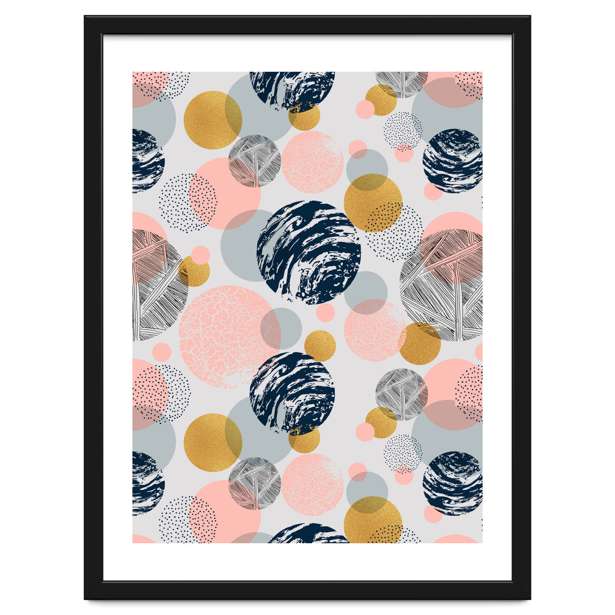 Pattern of abstract textured circles