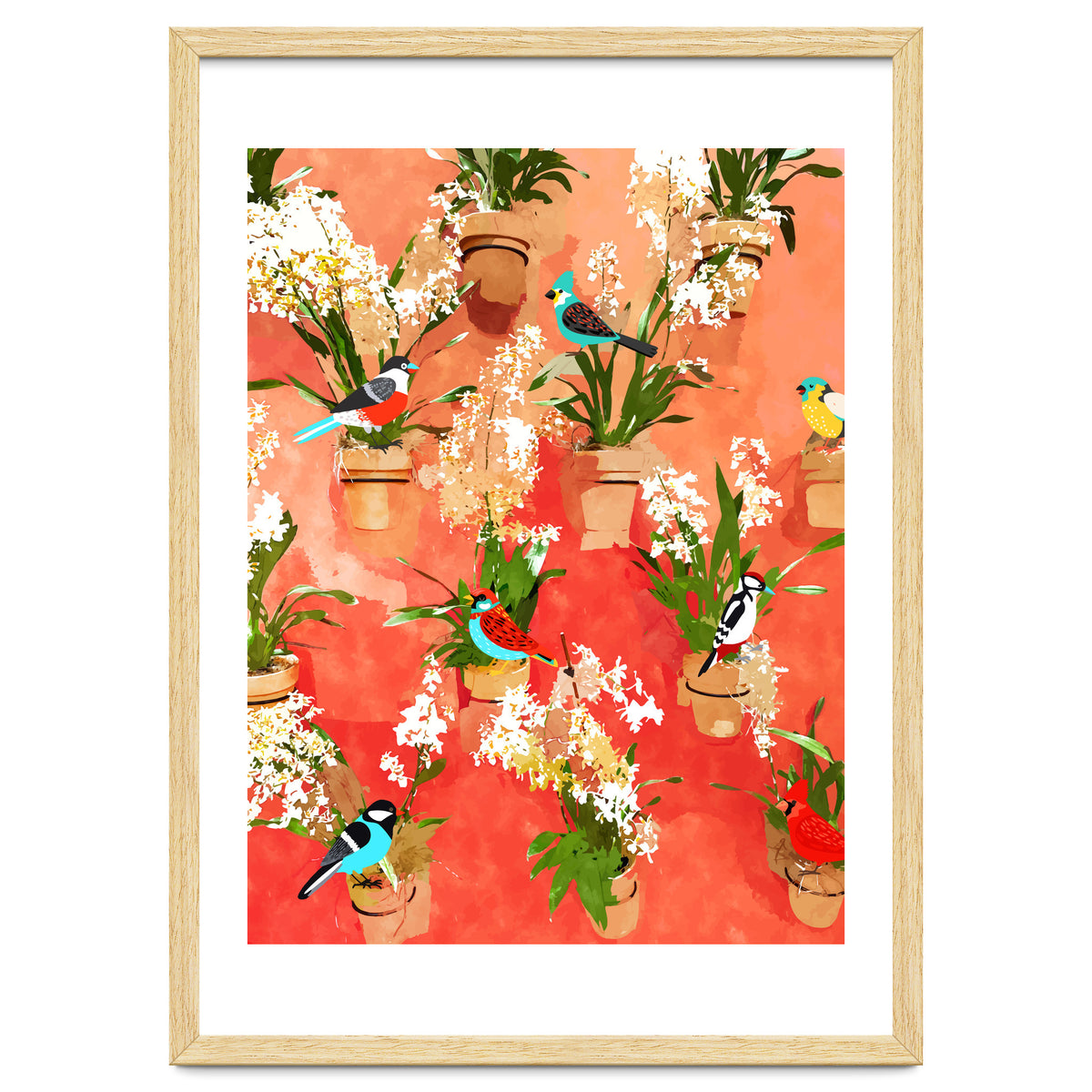 Birds of different feathers flock together | Biodiversity Wildlife Animals Red Watercolor Painting