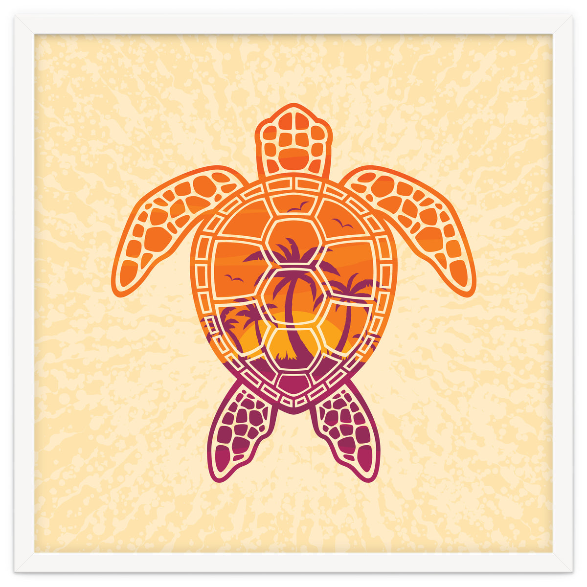 Tropical Sunset Sea Turtle Design