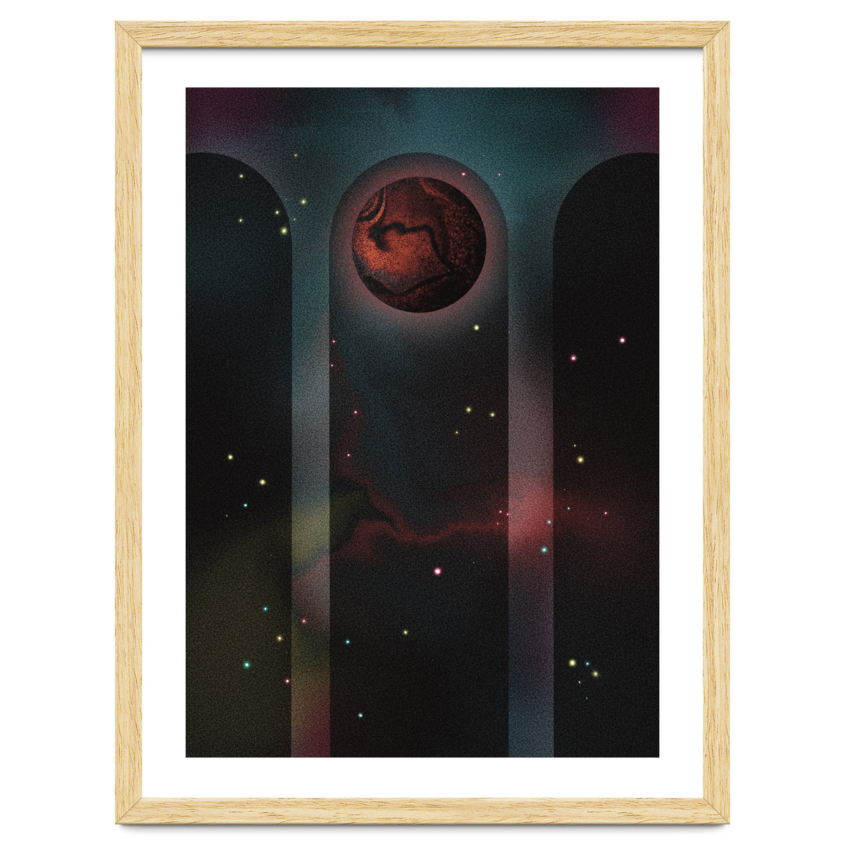 Space Temple with red planet