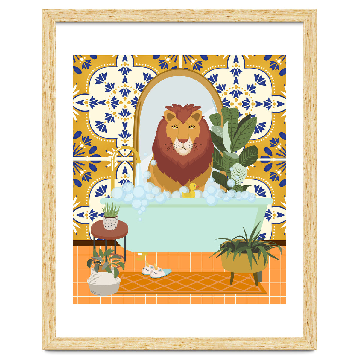 Lion Bathing in Moroccan Style Bathroom