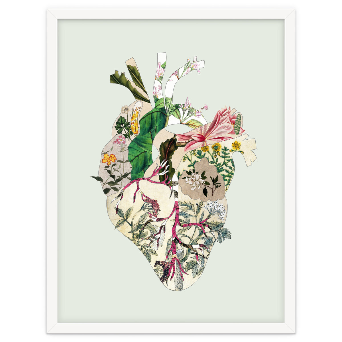 Vintage Botanical Heart - Green
