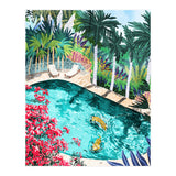 Luxury Tiger Villa illustration, Architecture Travel Nature Painting, Hotel Landscape Garden (Print Only) thumbnail
