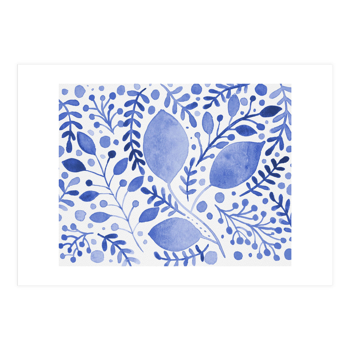 Watercolor branches and leaves - blue (Print Only)