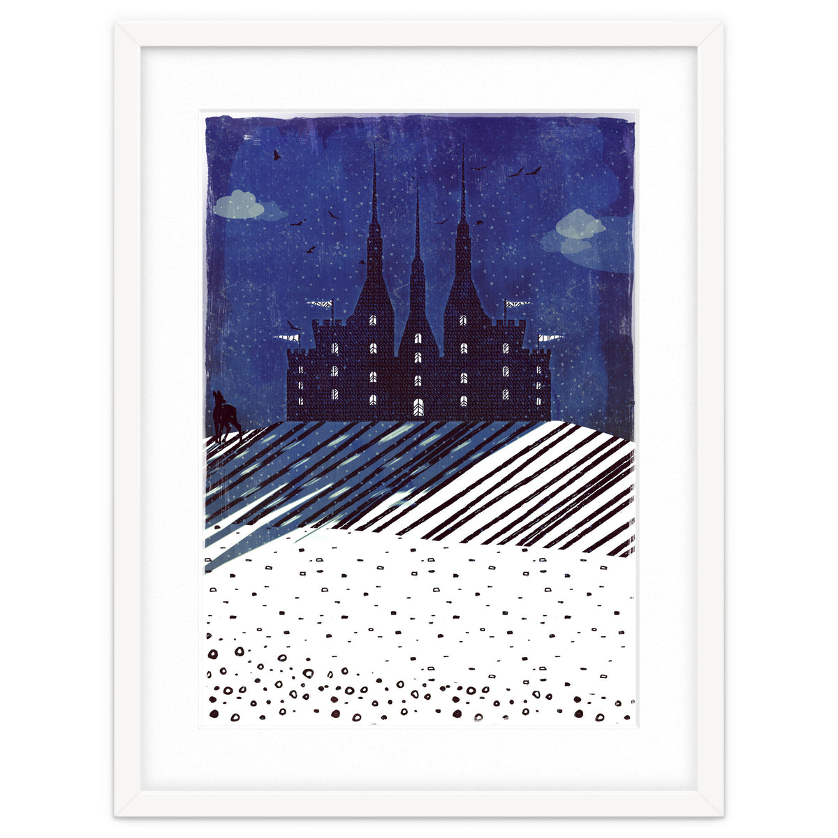 Castle on the hill at night