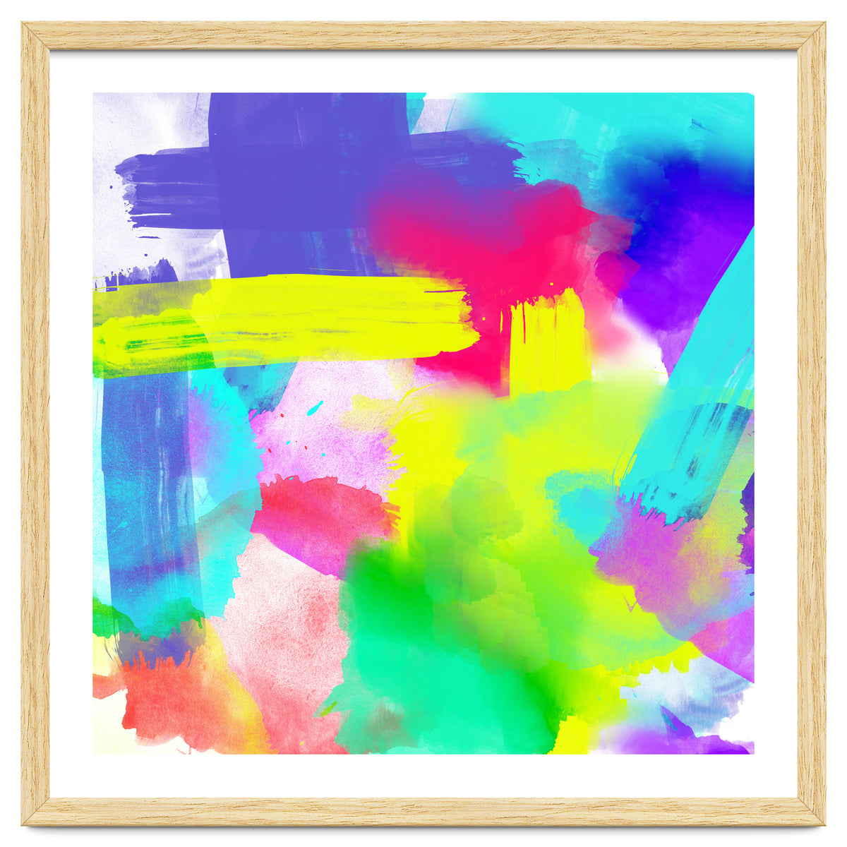 Abstract Stripes Neon Artistic Watercolor Pattern