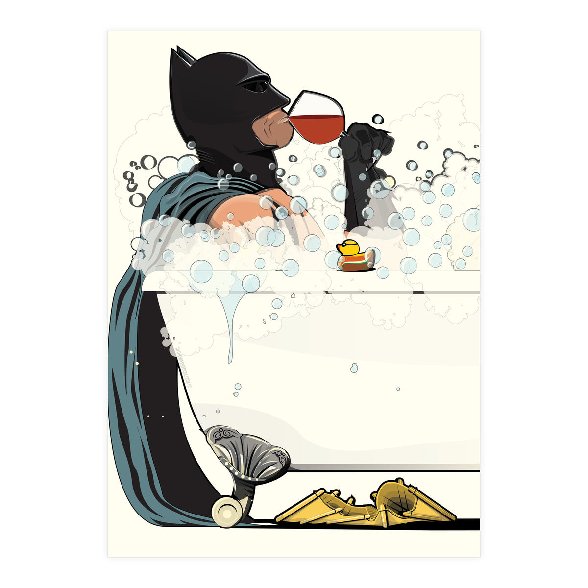 Batman in the Bath, funny Bathroom Humour (Print Only)