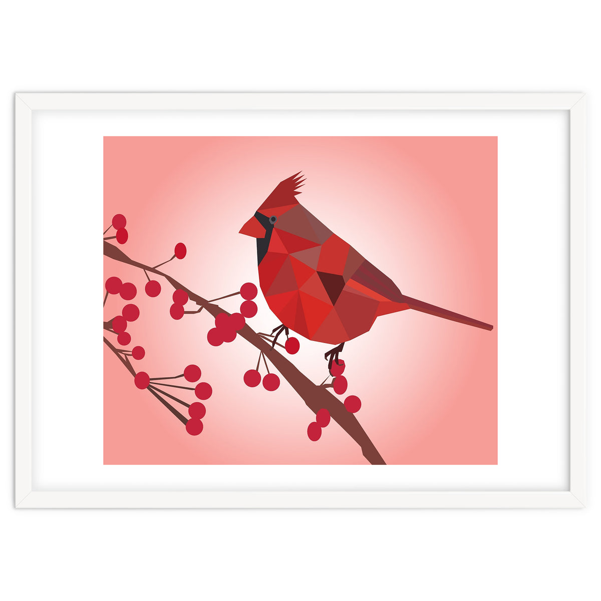 Northern Cardinal Bird Low Poly Art