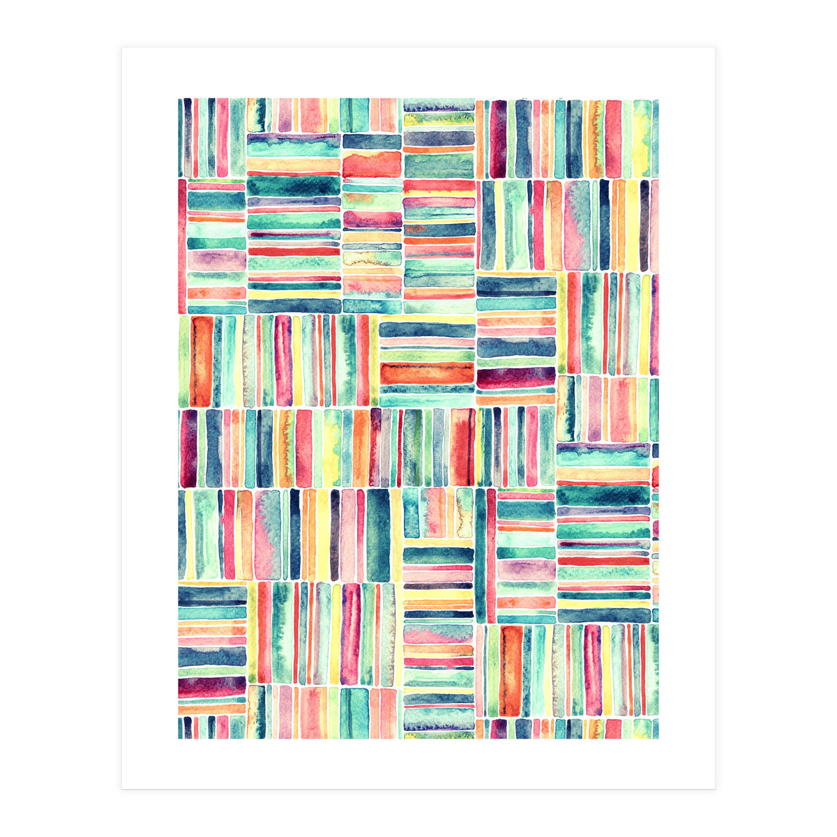 Retro Beach Chair Pastel Watercolor Stripes (Print Only)