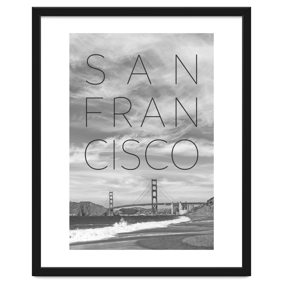 Golden Gate Bridge & Baker Beach | Text & Skyline