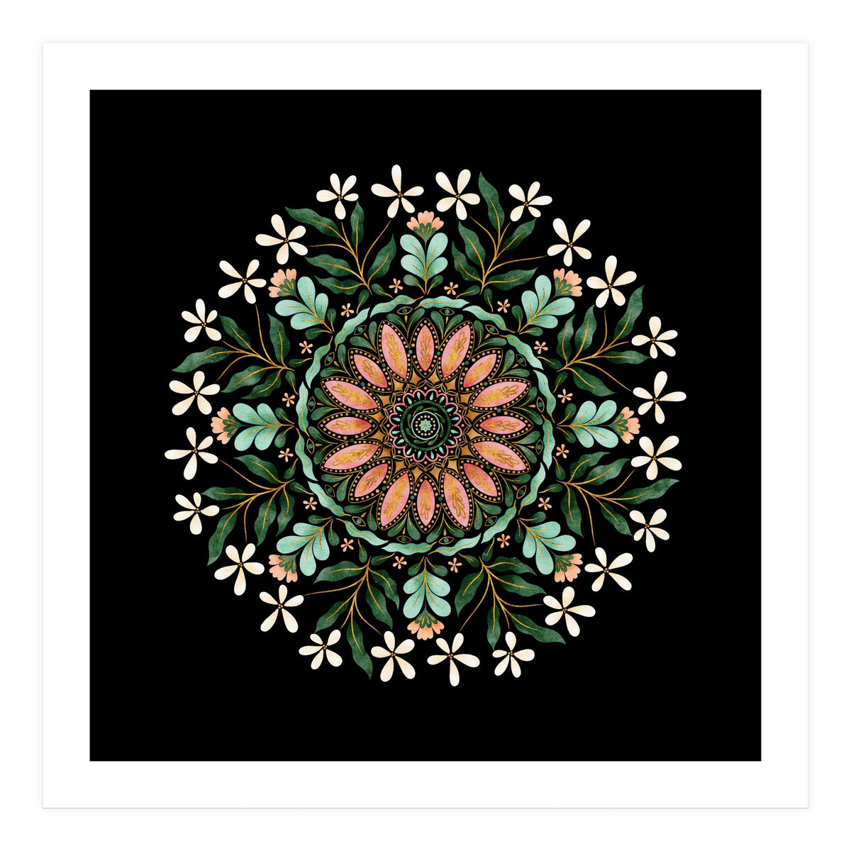 Floral Mandala | Black (Print Only)