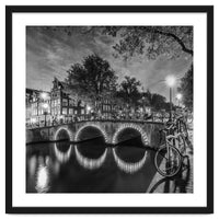 AMSTERDAM Idyllic nightscape from Keizersgracht | Monochrome