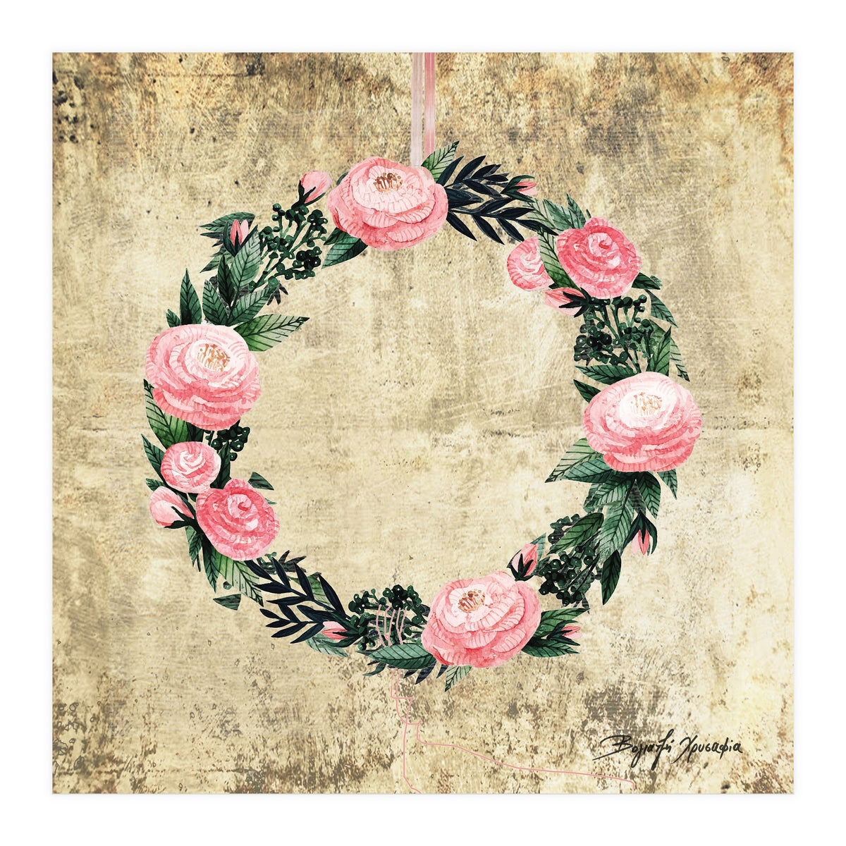 Wreath #Rose Flowers #Royal collection (Print Only)