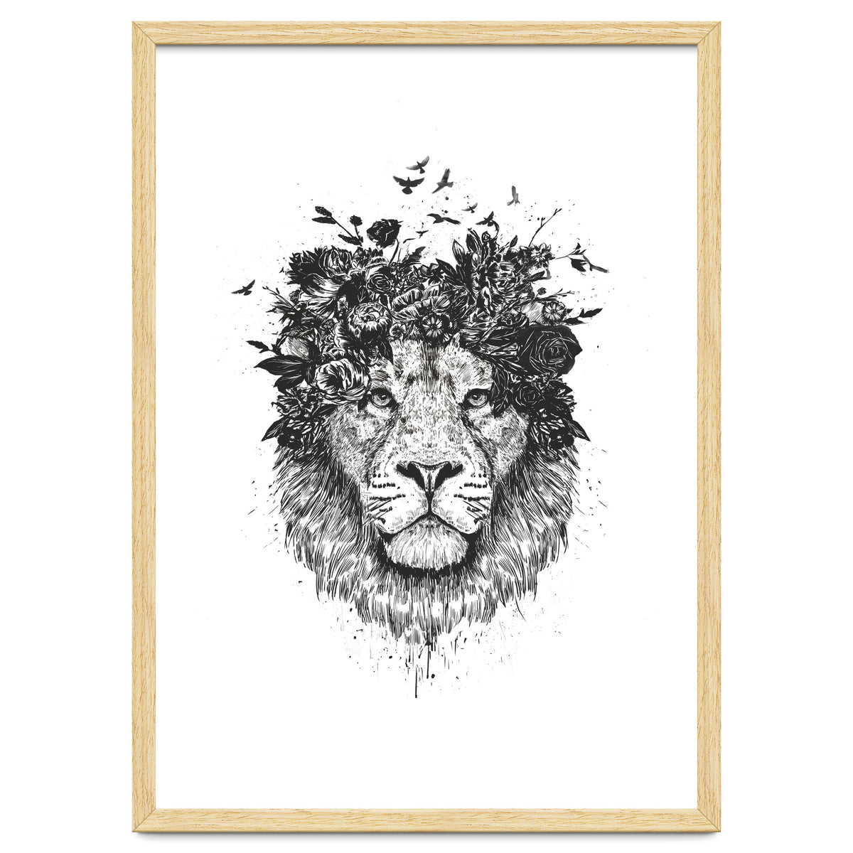 Floral Lion Bw