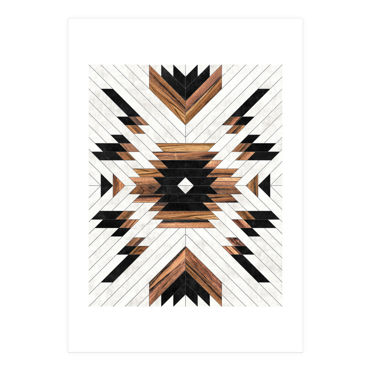 Urban Tribal Pattern No.5 - Aztec - Concrete and Wood (Print Only)