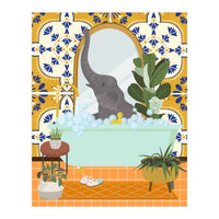 Elephant Bathing in Moroccan Style Bathroom (Print Only)