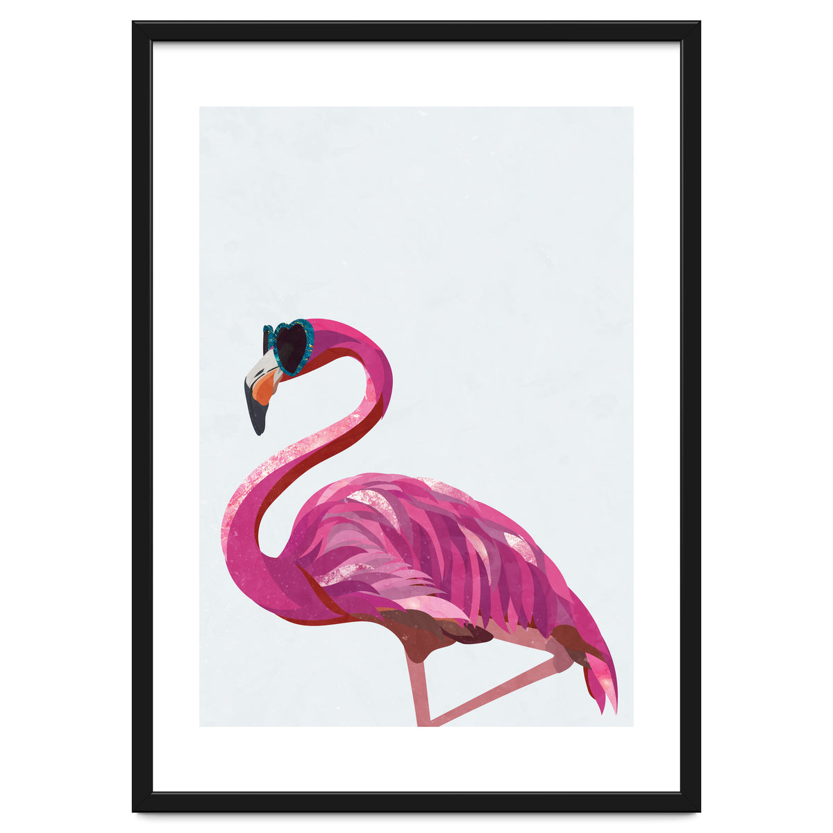 Flamingo Portrait Wearing Sunglasses